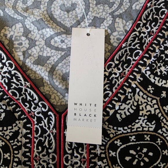 White House Black Market Paisley Tunic Top XS NWT V-Neck Long Sleeve - Picture 6 of 16